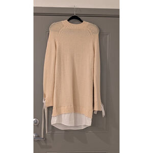 Women's ENGLISH FACTORY Beige & White Crew Neck Sweater S